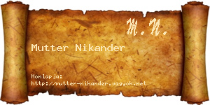Mutter Nikander névjegykártya